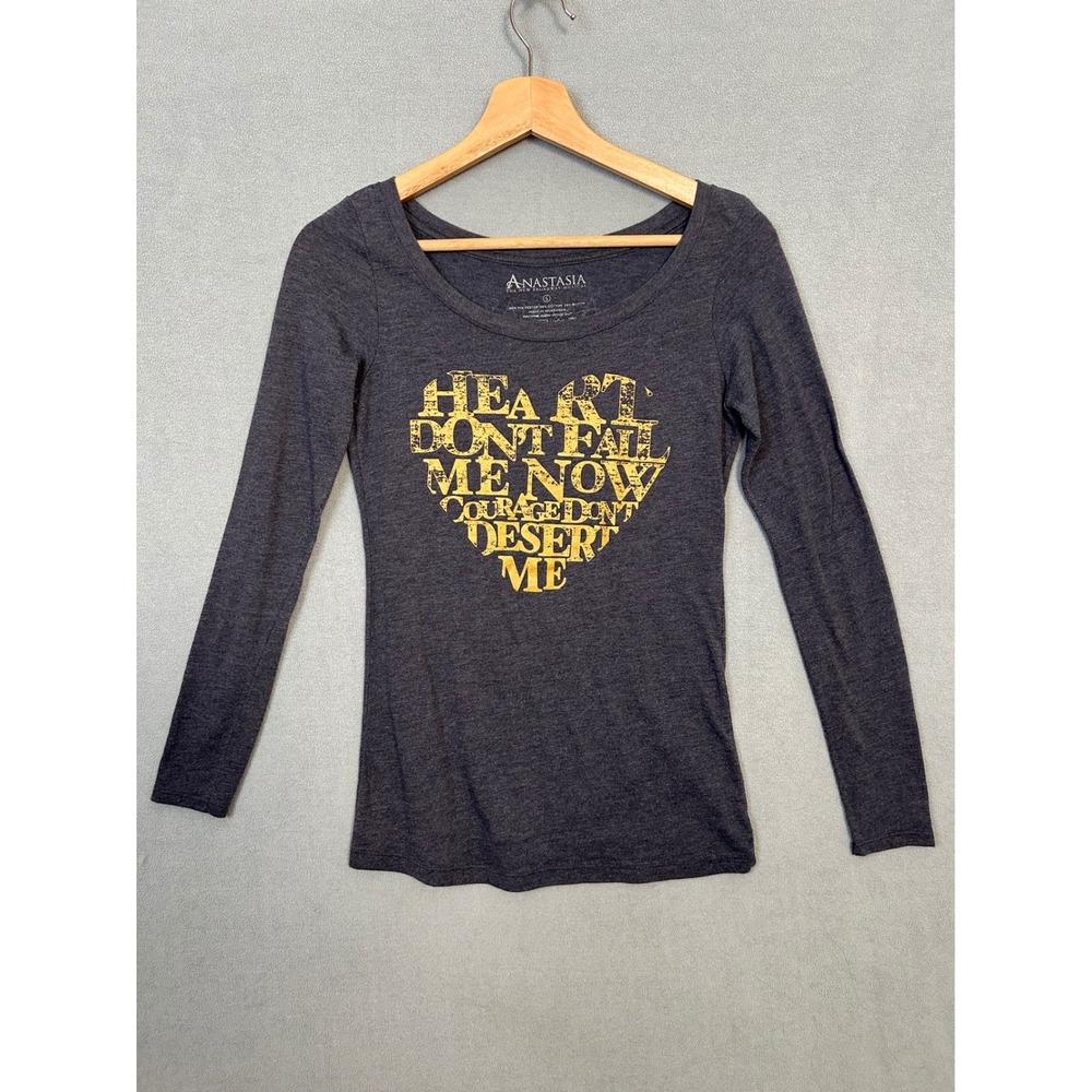 Anastasia Broadway Musical Long Sleeve Graphic Tee Grey Heart Lyrics Small